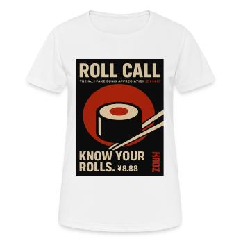 Roll Call Sushi Fake Magazin - Frauen T-Shirt atmungsaktiv - Weiß - Vorne - AI Model Female 172 dark (172cm)