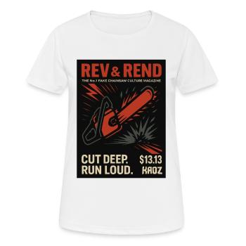 Magazine de fausses tronçonneuses Rev & Rend - T-shirt respirant Femme - blanc - Devant - AI Model Female 172 dark (172cm)