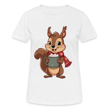 Écureuil cacao d’hiver - T-shirt respirant Femme - blanc - Devant - AI Model Female 172 dark (172cm)