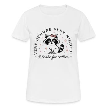 Drôle de conducteur je freine pour les bestioles raton laveur animaux - T-shirt respirant Femme - blanc - Devant - AI Model Female 172 dark (172cm)