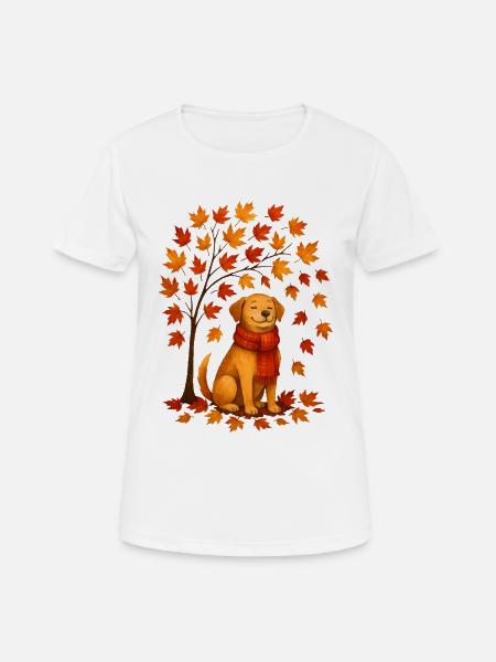 Autumn dog with scarf design - Women's Breathable T-Shirt - white
