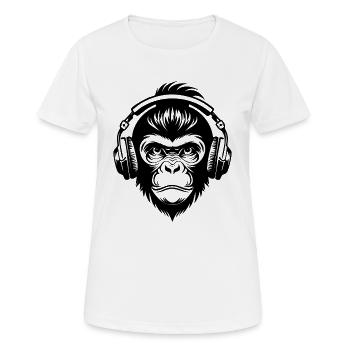 Rebellious Monkey Head DJ Grooves Underground Shirt - Women's Breathable T-Shirt - white - Front - AI Model Female 172 dark (172cm)