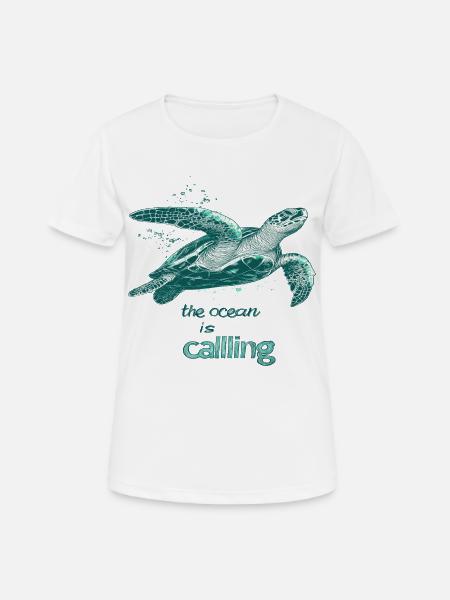 L’appel de l’océan - Tortue marine - T-shirt respirant Femme - blanc