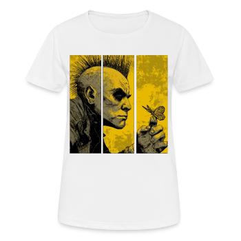 Punkrocker beobachtet Schmetterling - Frauen T-Shirt atmungsaktiv - Weiß - Vorne - AI Model Female 172 dark (172cm)