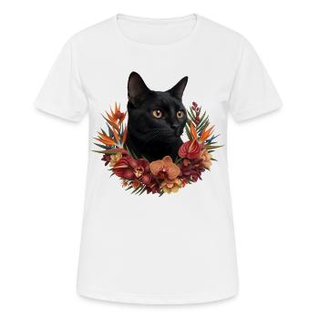 Chat Bombay mystique floral - T-shirt respirant Femme - blanc - Devant - AI Model Female 172 dark (172cm)