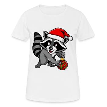 Waschbaer mit Santa-Hut Ornament - Frauen T-Shirt atmungsaktiv - Weiß - Vorne - AI Model Female 172 dark (172cm)