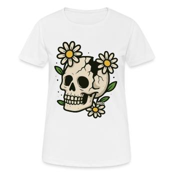Schädel mit Blumenkranz - Frauen T-Shirt atmungsaktiv - Weiß - Vorne - AI Model Female 172 dark (172cm)