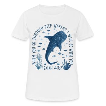 Chemin profond Isa 43:2 sous l’eau - T-shirt respirant Femme - blanc - Devant - AI Model Female 172 dark (172cm)