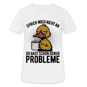 Sprich mich nicht an - mürrische Ente mit Kaffee - Frauen T-Shirt atmungsaktiv - Weiß - Vorne - AI Model Female 172 dark (172cm)