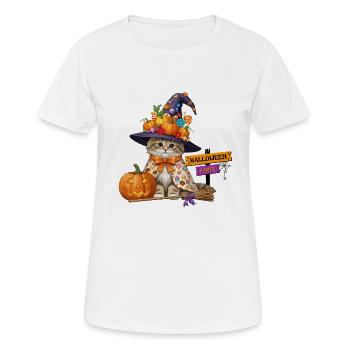 Cute Witch Cat with Pumpkin – Halloween Party - Women's Breathable T-Shirt - white - Front - AI Model Female 172 dark (172cm)