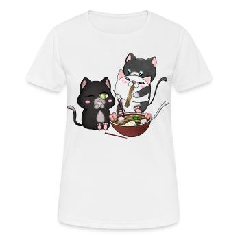 Cats Eating Ramen - Women's Breathable T-Shirt - white - Front - AI Model Female 172 dark (172cm)