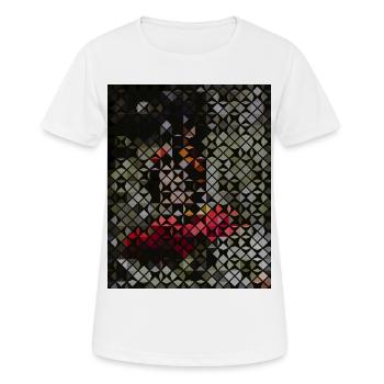 Monarchenschmetterling auf Blüte in Mosaikmuster - Frauen T-Shirt atmungsaktiv - Weiß - Vorne - AI Model Female 172 dark (172cm)