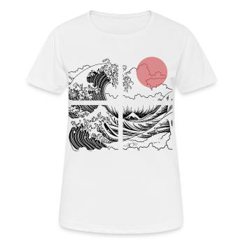 Nachtsonne über Wellen auf dem Ozean - Frauen T-Shirt atmungsaktiv - Weiß - Vorne - AI Model Female 172 dark (172cm)