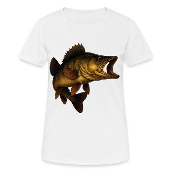 Poisson sandre détaillé illustratif - T-shirt respirant Femme - blanc - Devant - AI Model Female 172 dark (172cm)