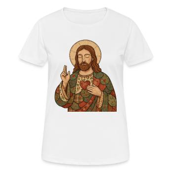Weihnachten Patchwork Jesus - Frauen T-Shirt atmungsaktiv - Weiß - Vorne - AI Model Female 172 dark (172cm)