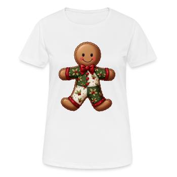 Gingerbread Weihnachtsmotiv Patchwork - Frauen T-Shirt atmungsaktiv - Weiß - Vorne - AI Model Female 172 dark (172cm)