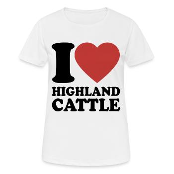 J’aime les bovins Highland - Cœur - Bovins - T-shirt respirant Femme - blanc - Devant - AI Model Female 172 dark (172cm)