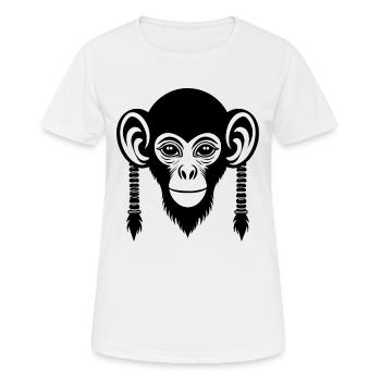 Monkey Head Sound Wave Motion Edition Shirt - Women's Breathable T-Shirt - white - Front - AI Model Female 172 dark (172cm)