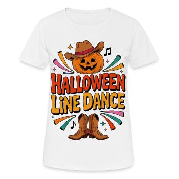 Halloween Line Dance Kürbis - Frauen T-Shirt atmungsaktiv - Weiß - Vorne - AI Model Female 172 dark (172cm)