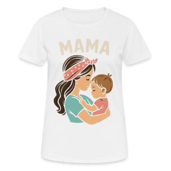 Mutterliebe: Mama und Kind Umarmung - Frauen T-Shirt atmungsaktiv - Weiß - Vorne - AI Model Female 172 dark (172cm)