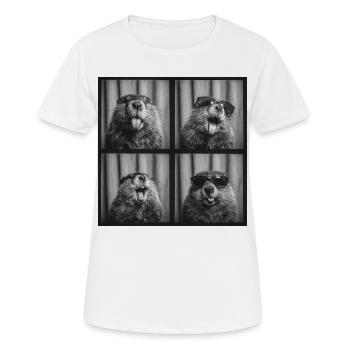 Funny Beaver Sunglasses Photo Booth - Women's Breathable T-Shirt - white - Front - AI Model Female 172 dark (172cm)