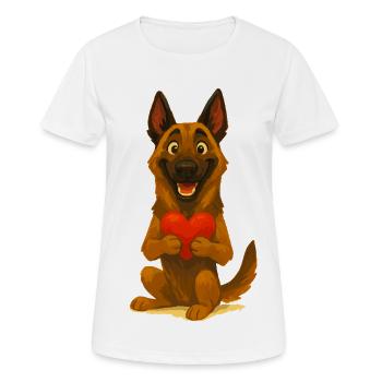 Malinois with Heart Cartoon - Women's Breathable T-Shirt - white - Front - AI Model Female 172 dark (172cm)