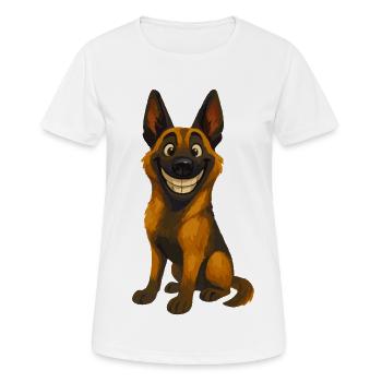 Grinsender Malinois Cartoon - Frauen T-Shirt atmungsaktiv - Weiß - Vorne - AI Model Female 172 dark (172cm)