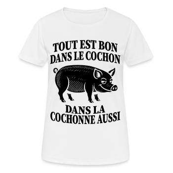 Everything is good in French humor pig - Women's Breathable T-Shirt - white - Front - AI Model Female 172 dark (172cm)
