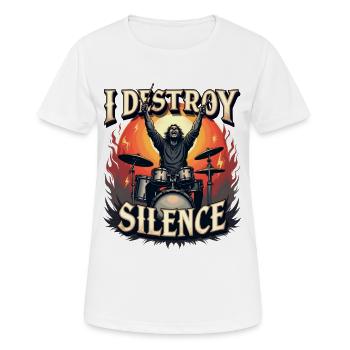 Batteur – I Destroy Silence - T-shirt respirant Femme - blanc - Devant - AI Model Female 172 dark (172cm)
