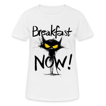 Grim Black Cat – Petit-déjeuner MAINTENANT ! - T-shirt respirant Femme - blanc - Devant - AI Model Female 172 dark (172cm)