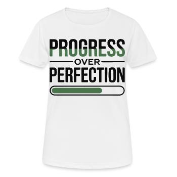 Le progrès plutôt que la perfection - T-shirt respirant Femme - blanc - Devant - AI Model Female 172 dark (172cm)