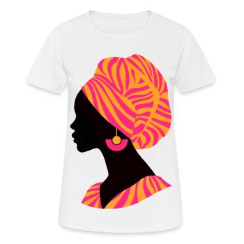 Africa African Woman Traditional Design - Women's Breathable T-Shirt - white - Front - AI Model Female 172 dark (172cm)