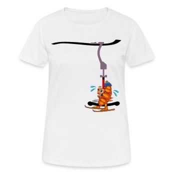 SKILIFT SKIFAHREN HAMBURGER FRANZBRÖTCHEN - Frauen T-Shirt atmungsaktiv - Weiß - Vorne - AI Model Female 172 dark (172cm)