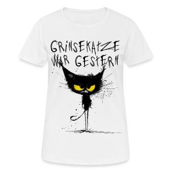 Grimmige Katze - Grinsekatze war gestern - Frauen T-Shirt atmungsaktiv - Weiß - Vorne - AI Model Female 172 dark (172cm)