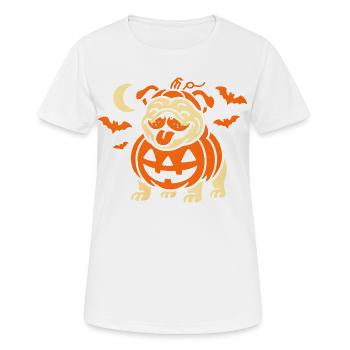 Citrouille Toutou Fun - T-shirt respirant Femme - blanc - Devant - AI Model Female 172 dark (172cm)