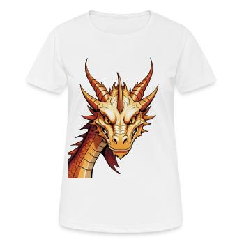 Goldener Drachenkopf Feuerkraft - Frauen T-Shirt atmungsaktiv - Weiß - Vorne - AI Model Female 172 dark (172cm)