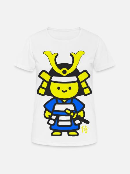 Kawaii Samurai Blue Kanji - Women's Breathable T-Shirt - white