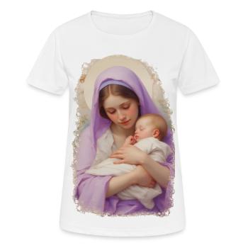 Madonna - La Vierge Marie avec l’Enfant Jésus - T-shirt respirant Femme - blanc - Devant - AI Model Female 172 dark (172cm)
