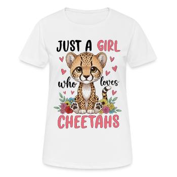 Fille guépard avec des fleurs - T-shirt respirant Femme - blanc - Devant - AI Model Female 172 dark (172cm)