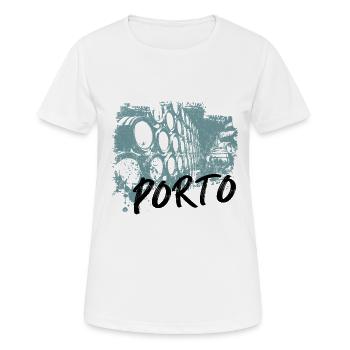 Portugal Cave vin de Porto illustration monochrome - T-shirt respirant Femme - blanc - Devant - AI Model Female 172 dark (172cm)