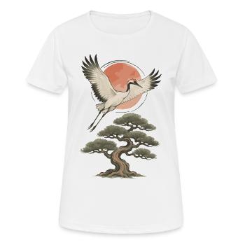Fliegender Kran über Kiefer - Frauen T-Shirt atmungsaktiv - Weiß - Vorne - AI Model Female 172 dark (172cm)
