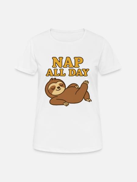 Faultier Nap All Day Lustiges Chill Design - Women's Breathable T-Shirt - white