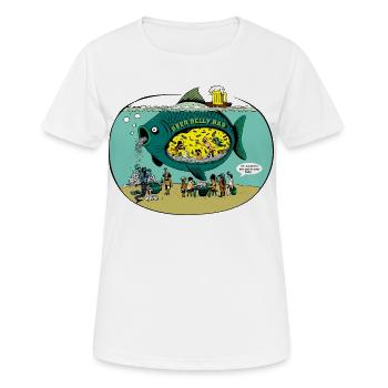 drôle de bière ventre poisson ventre poisson ventre comique Verseau - T-shirt respirant Femme - blanc - Devant - AI Model Female 172 dark (172cm)