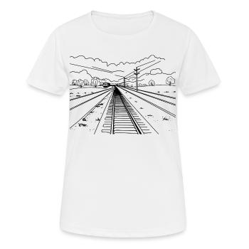 Eisenbahn Skizze - Frauen T-Shirt atmungsaktiv - Weiß - Vorne - AI Model Female 172 dark (172cm)
