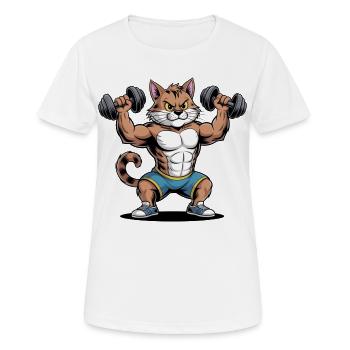 Cat muscle strength strength strength training - Women's Breathable T-Shirt - white - Front - AI Model Female 172 dark (172cm)