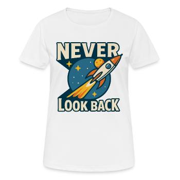 Ne regardez jamais en arrière Motif de fusée Espace rétro - T-shirt respirant Femme - blanc - Devant - AI Model Female 172 dark (172cm)