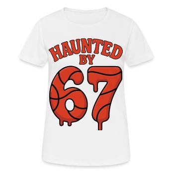 Haunted By 67 Six Seven Meme Gen Alpha Basketball - Women's Breathable T-Shirt - white - Front - AI Model Female 172 dark (172cm)