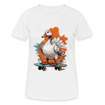 Ente auf Skateboard - Frauen T-Shirt atmungsaktiv - Weiß - Vorne - AI Model Female 172 dark (172cm)