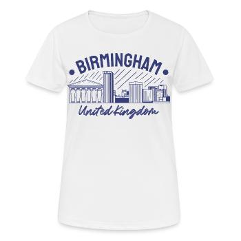 Birmingham, Großbritannien - Frauen T-Shirt atmungsaktiv - Weiß - Vorne - AI Model Female 172 dark (172cm)