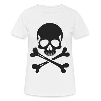Klassischer Jolly Roger Totenschädel - Frauen T-Shirt atmungsaktiv - Weiß - Vorne - AI Model Female 172 dark (172cm)